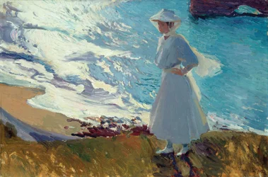 María am Strand von Biarritz oder Gegenlicht